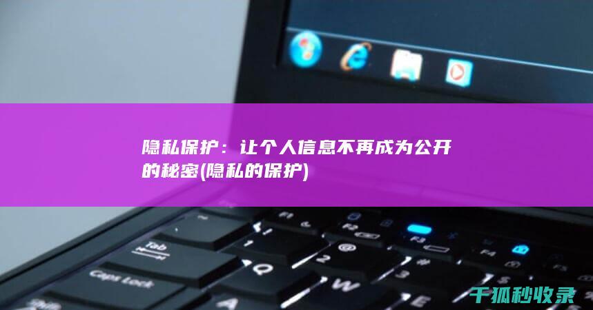 隐私保护：让个人信息不再成为公开的秘密 (隐私的保护)